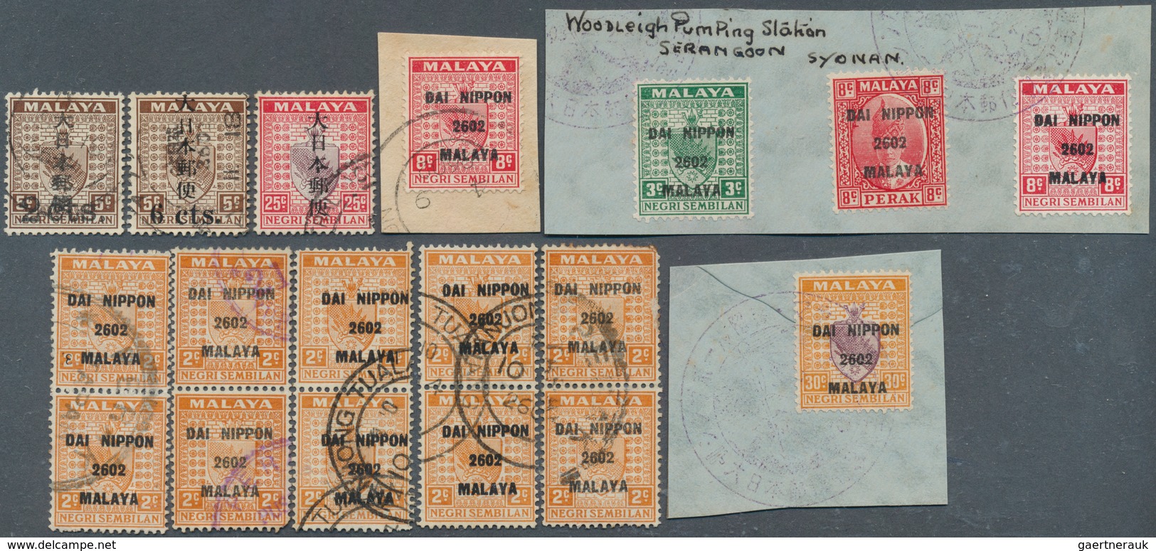 Japanische Besetzung  WK II - Malaya: General Issues, Negri Sembilan, 1942, Ovpts. T16 Resp. T2 Used - Malaysia (1964-...)