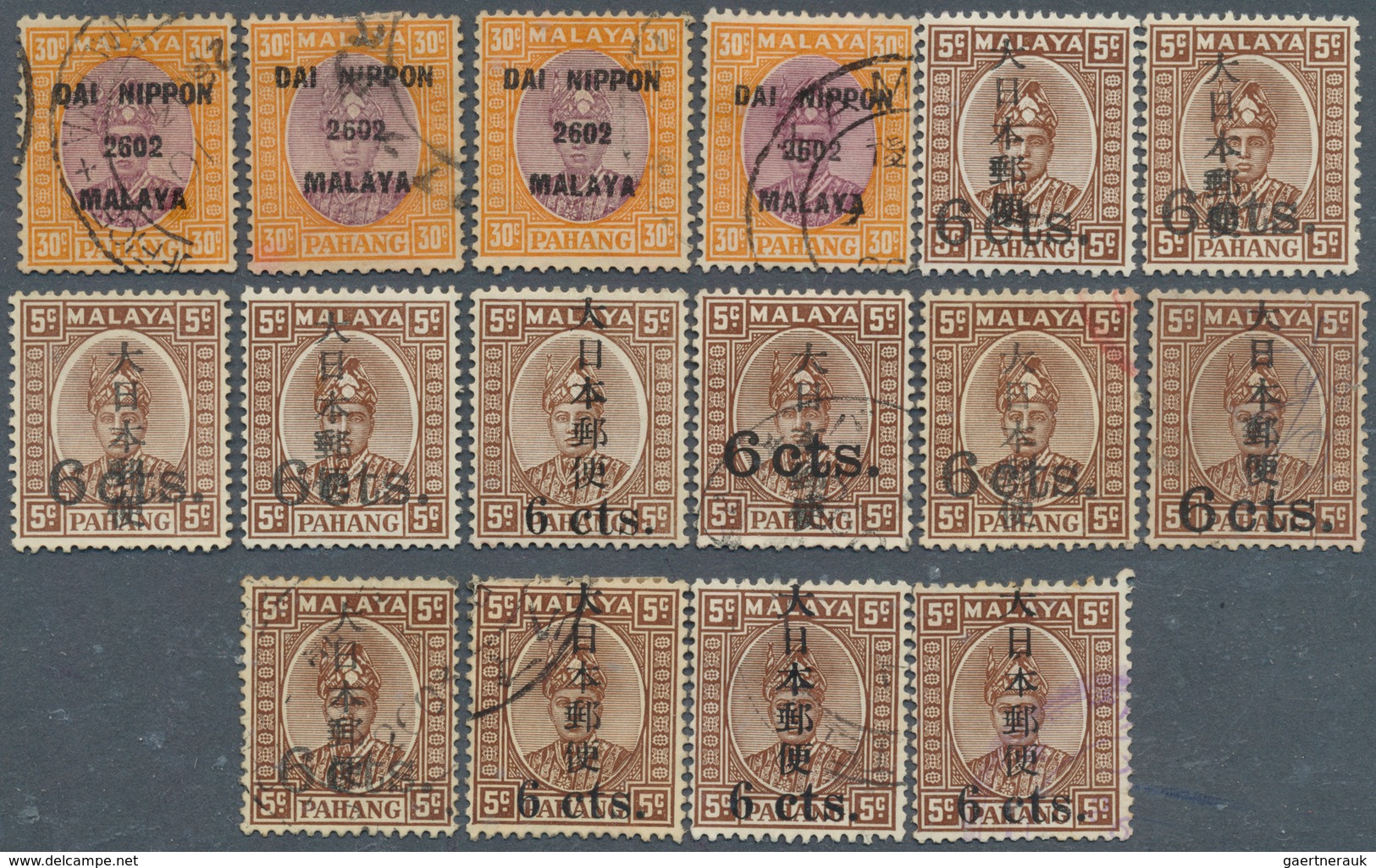 Japanische Besetzung  WK II - Malaya: General Issues, Pahang, 1942, Ovpts. T16 Resp. T2 Mint And Use - Malasia (1964-...)