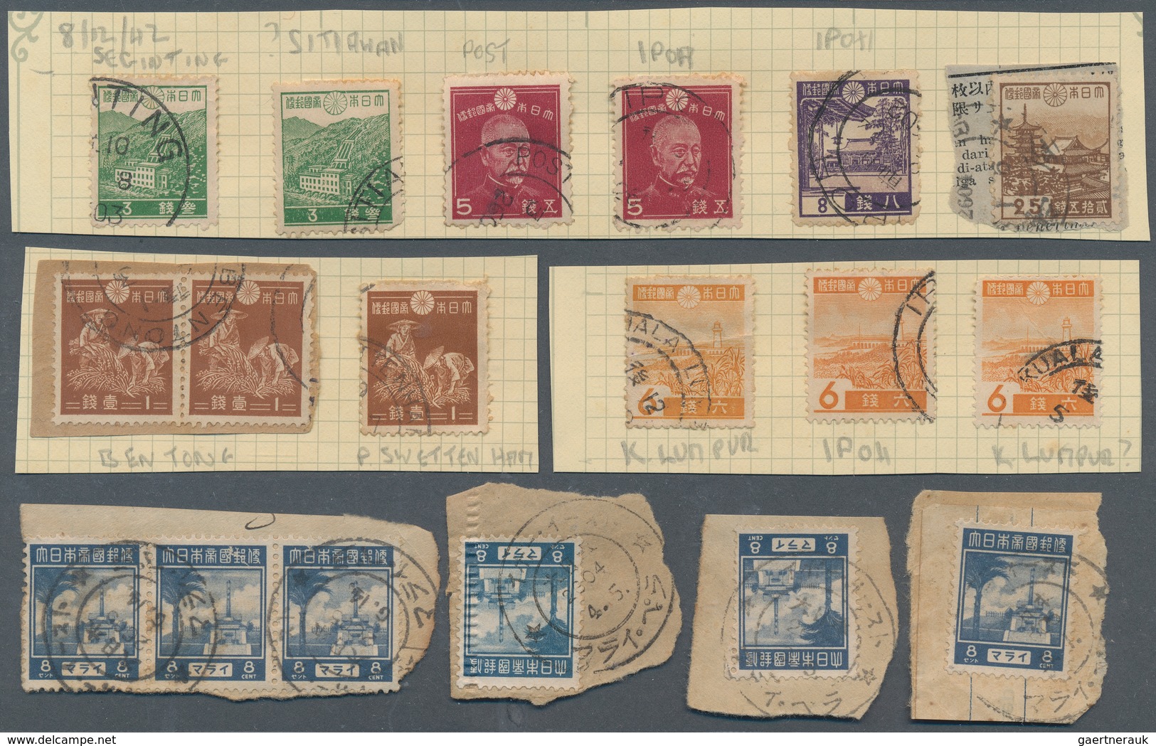 Japanische Besetzung  WK II - Malaya: Japanese Stamps Used In Malaya, 1942/45: 30 Copies Inc. On Pie - Malaysia (1964-...)