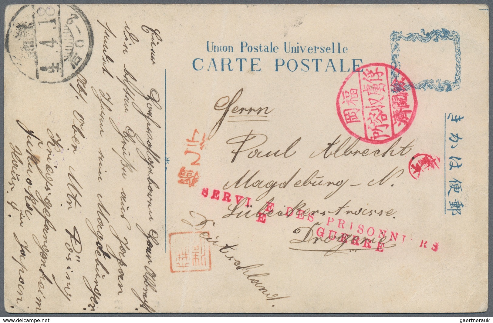 Lagerpost Tsingtau: Fukuoka, 1915/18, Ppc (11) Or Cover (1) Inc. Inbound Card From Germany 1915 (han - China (kantoren)