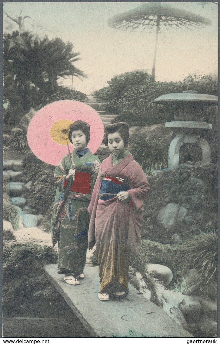 Japan - Besonderheiten: 1900/30 (ca.) 20 Ppc (two Mailed) Showing Ladies, Geishas With Interesting H - Autres & Non Classés