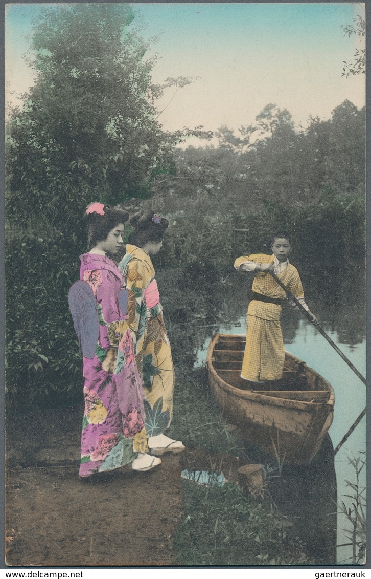 Japan - Besonderheiten: 1900/30 (ca.) 20 Ppc (two Mailed) Showing Ladies, Geishas With Interesting H - Autres & Non Classés