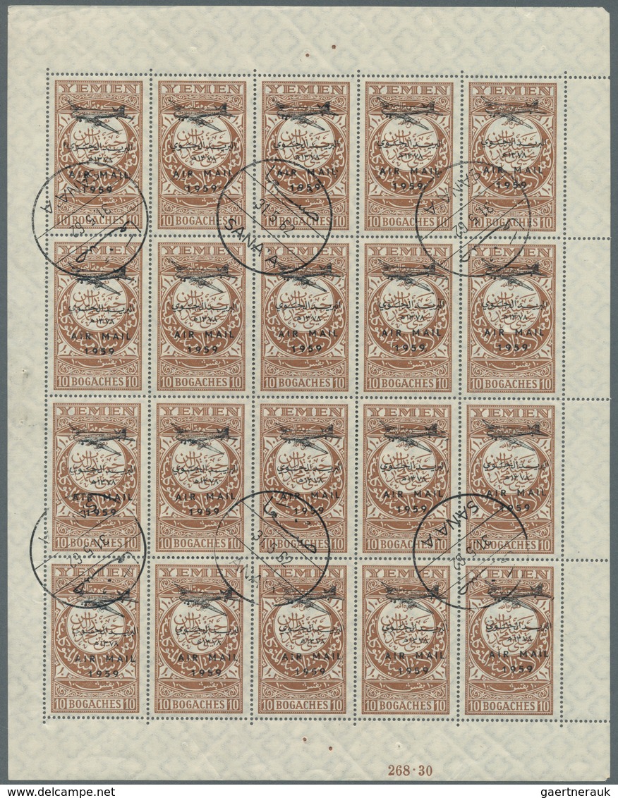 Jemen: 1930/1959, Chiefly U/m Assortment Of Stamps "Arabic Inscriptions" Design With/without Overpri - Yémen