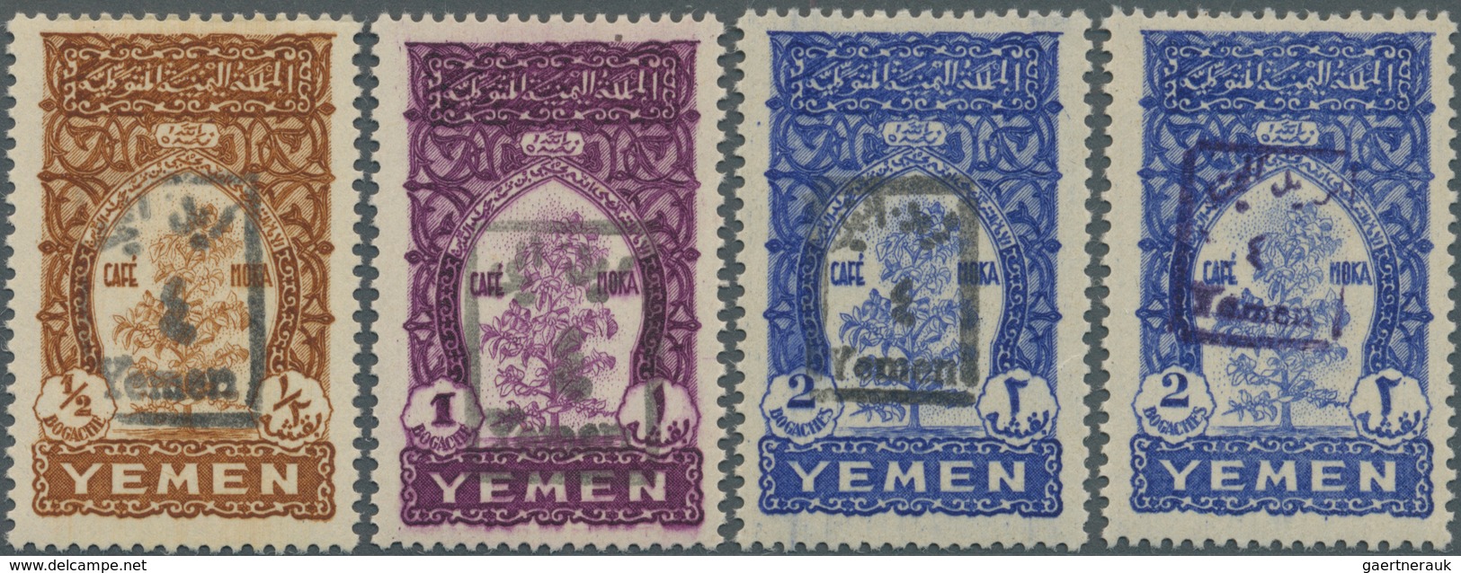 Jemen: 1948, Country Impressions Complete Set Of Three With Handstamp Opt. 'Yemen Post / 4 (arabic S - Yémen