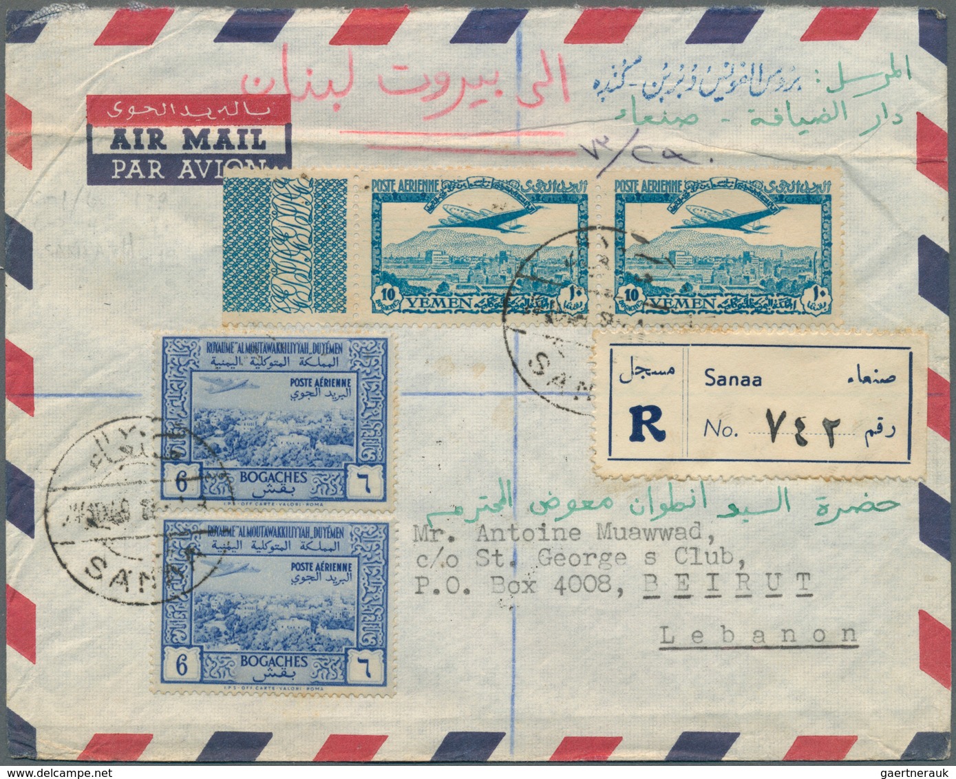 Jemen: 1950/1965 (ca.), Assortment Of 55 Covers, Apparently Mainly Commercial Mail (postal Wear/impe - Yémen