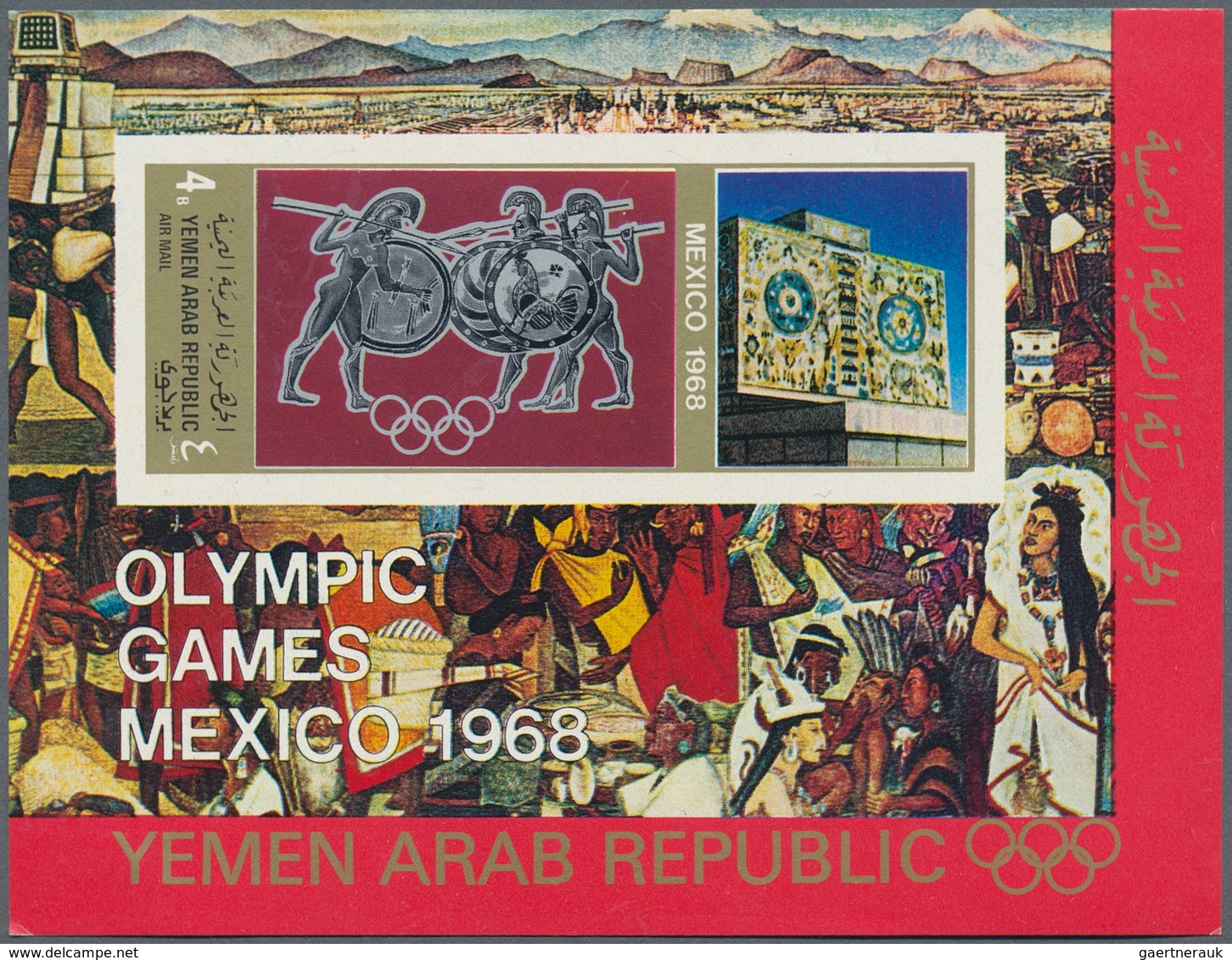 Jemen: 1968, Summer Olympics Mexico Perf. And Imperf. Miniature Sheets 4b. 'Scene From Greek Mytholo - Yémen
