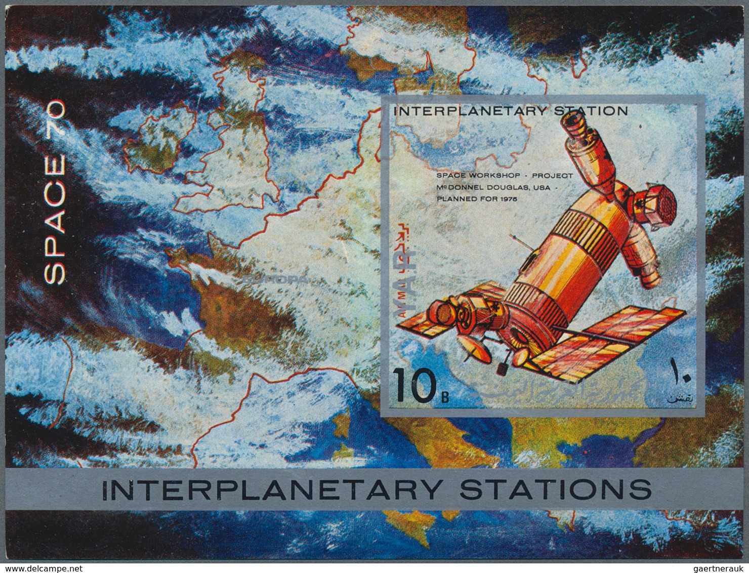 Jemen: 1970, Interplanetary Stations Two Different Perf. And Imperf. Miniature Sheets 10b. 'Spaceshi - Yémen