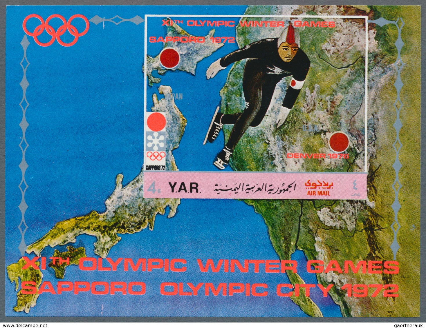Jemen: 1970, Winter Olympics 1972 Sapporo Perf. Miniature Sheet 4b. 'ski Jumping' And Imperf. Miniat - Yémen