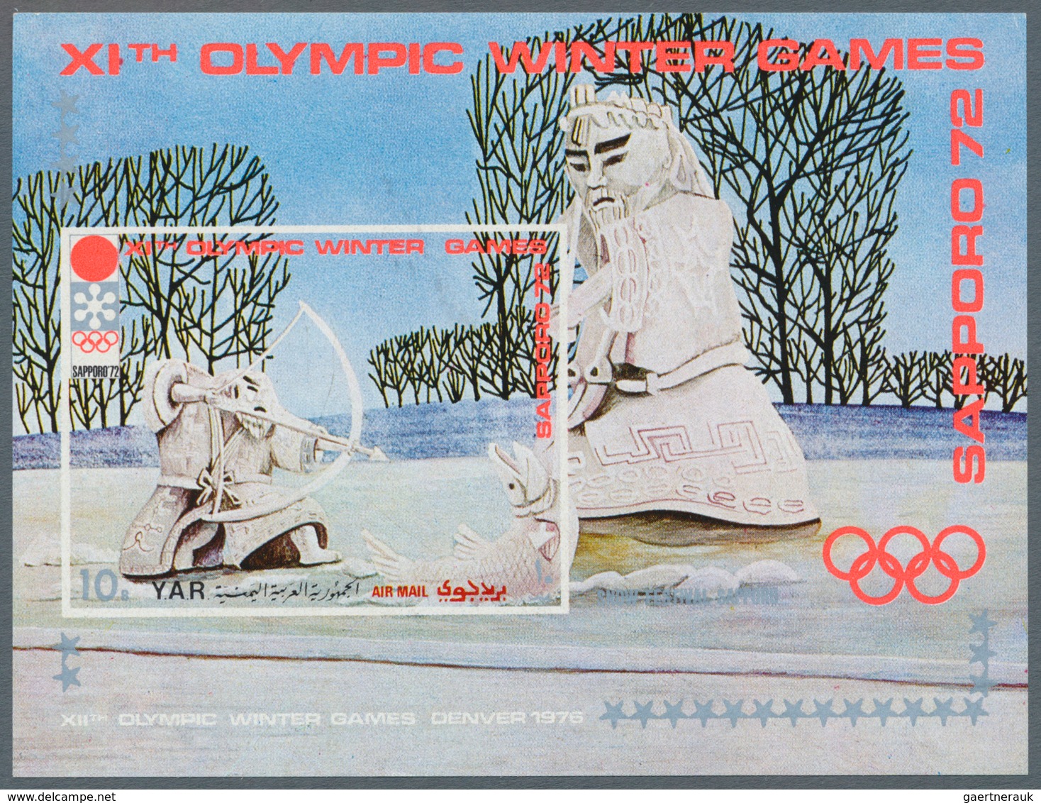 Jemen: 1971, Winter Olympics 1972 Sapporo (paintings And Sculptures) Perf. Miniature Sheet 10b. 'ice - Yémen