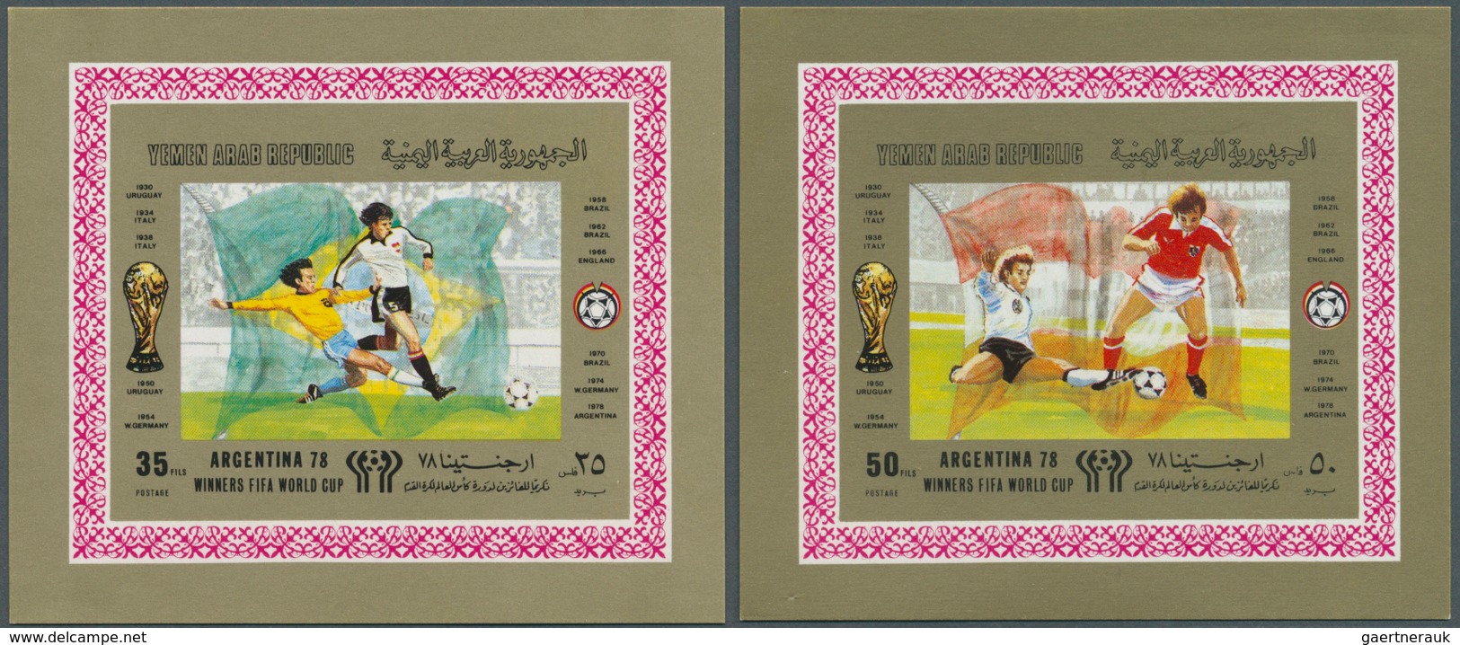 Jemen: 1980, Football World Championship '78, 25f. To 100f., 25 Complete Sets Of Eight De Luxe Sheet - Yémen