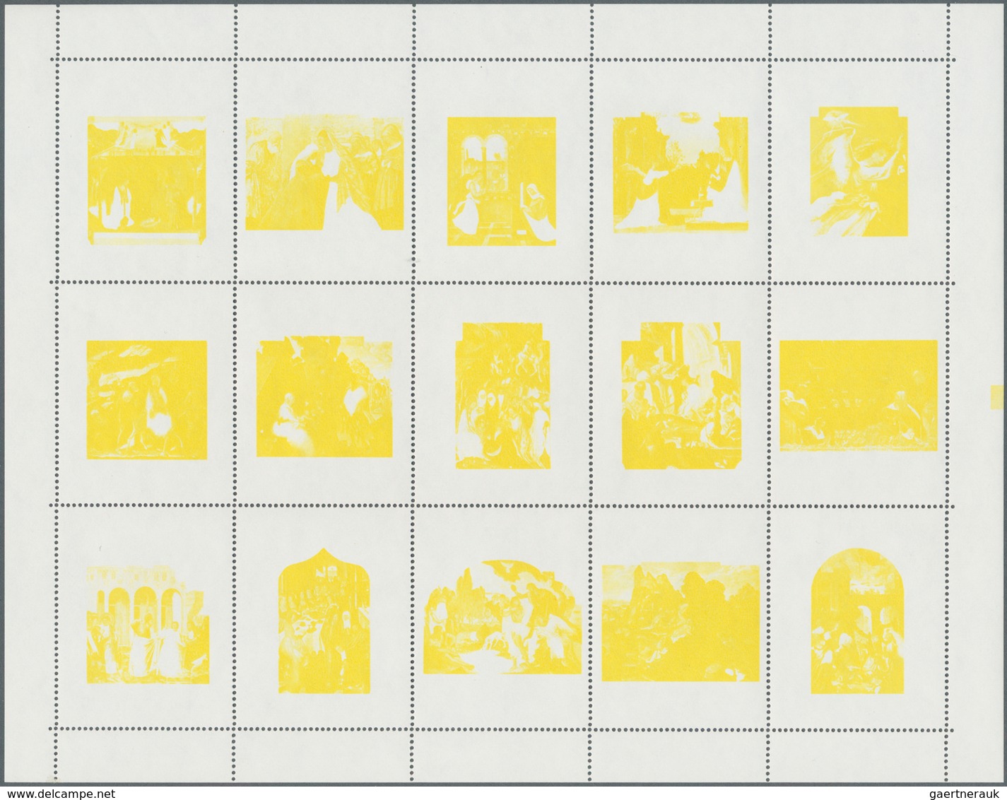 Jemen - Königreich: 1969, Paintings From The Life Of Christ (perf. Se-tenant Sheet Of 15 Stamps): Ei - Yemen