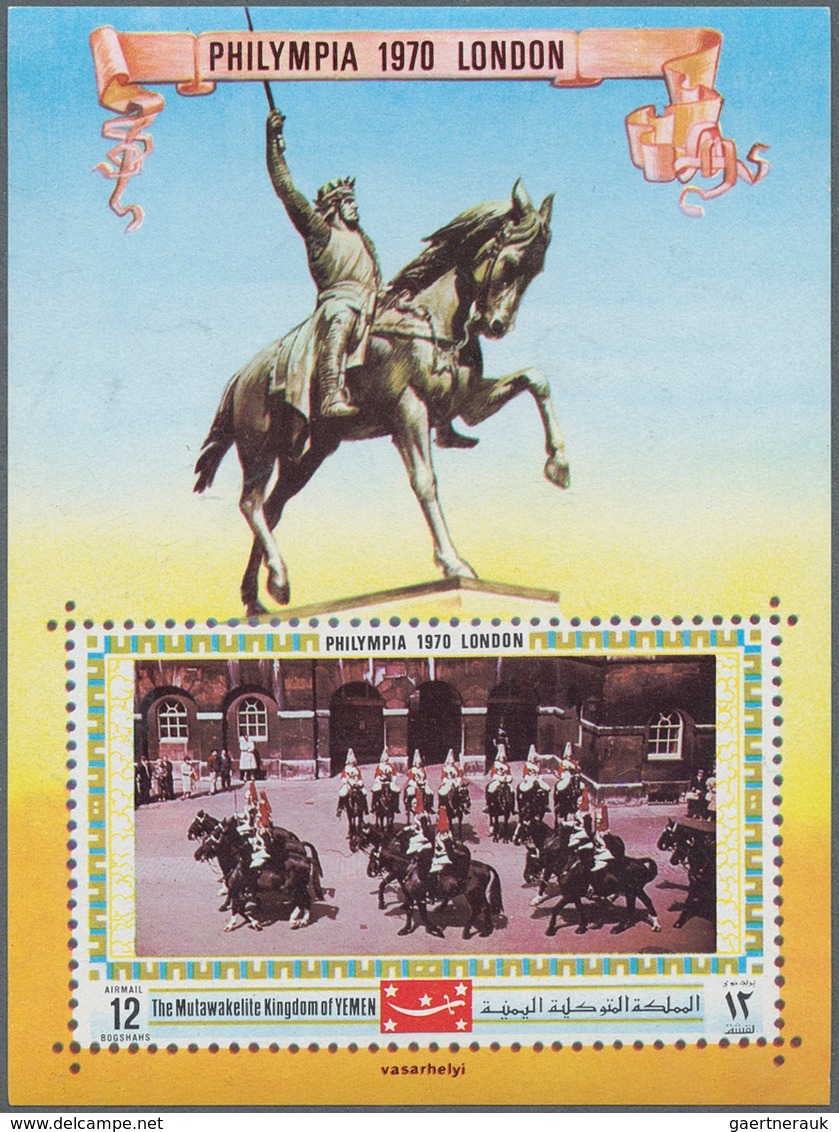 Jemen - Königreich: 1970, Stamp Exhibition PHILYMPIA '70 In London Imperf. Miniature Sheet 12b. 'Roy - Yémen