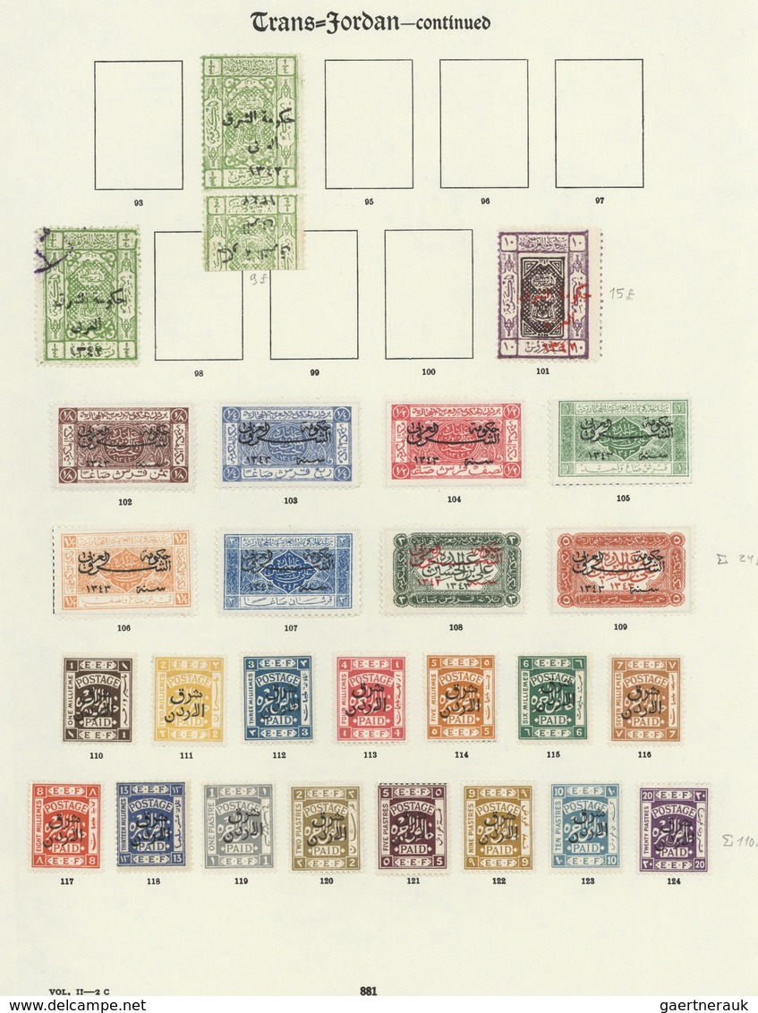 Jordanien: 1920-33 Transjordan Collection Of 100+ Stamps Incl. Postage Dues, Mounted Mint Except A F - Jordania