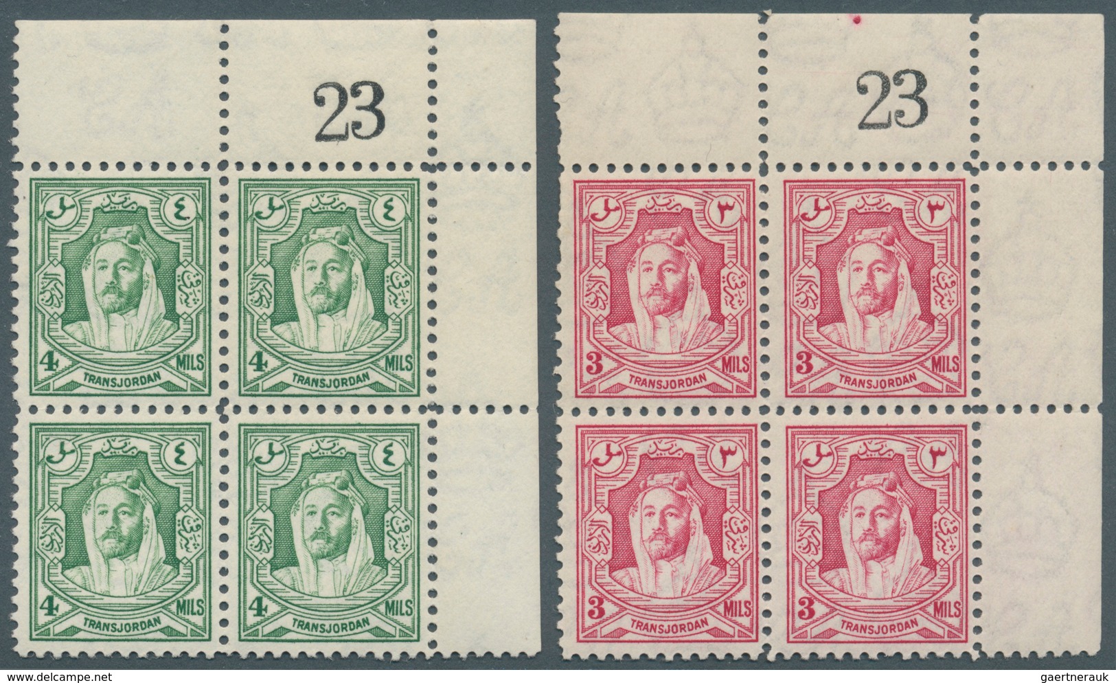 Jordanien: 1939-1947, Ordinary Stamps „Emir Abd Allah Ibn Al-Hussain”, Single Stamps Horizontal Pair - Jordania