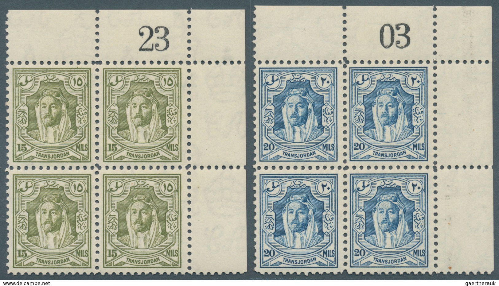 Jordanien: 1939-1947, Ordinary Stamps „Emir Abd Allah Ibn Al-Hussain”, Single Stamps Horizontal Pair - Jordania