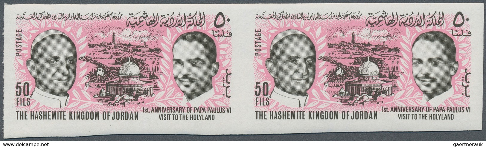 Jordanien: 1960-70, Visit Of Papa Paulus VI, Visit King Hussein In USA, Imperf Sets, Pairs And Block - Jordanie