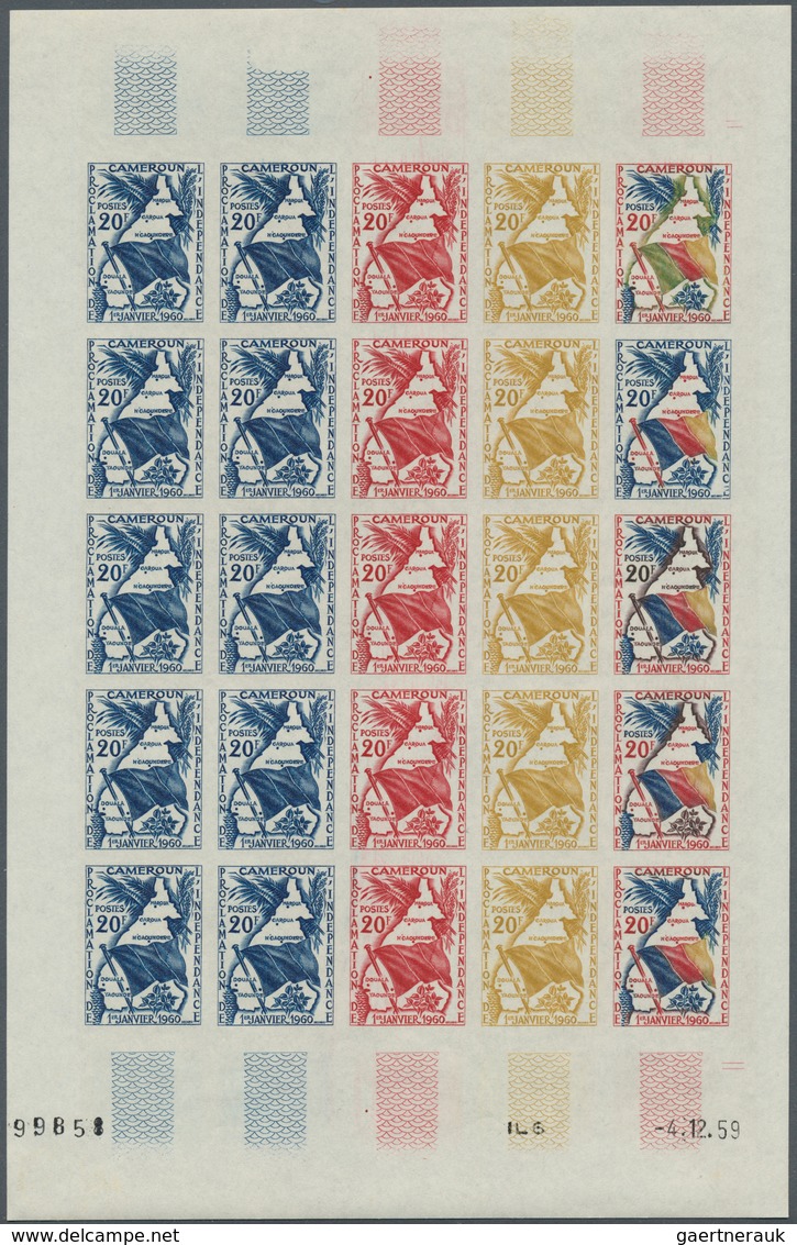Kamerun: 1960/1965 (ca.), Bestand Von Ca. 470 UNGEZÄHNTEN PROBEDRUCKEN In Teils Unterschiedl. Farben - Cameroun (1960-...)