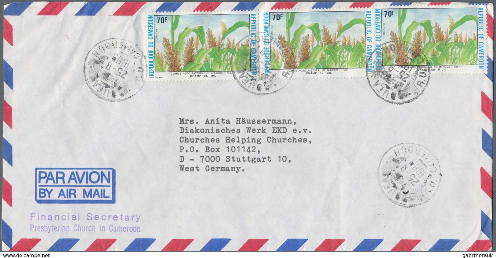 Kamerun: 1981/1993, Accumulation Of Apprx. 200 Commercial (mainly Airmail) Covers To Germany, Bearin - Camerún (1960-...)