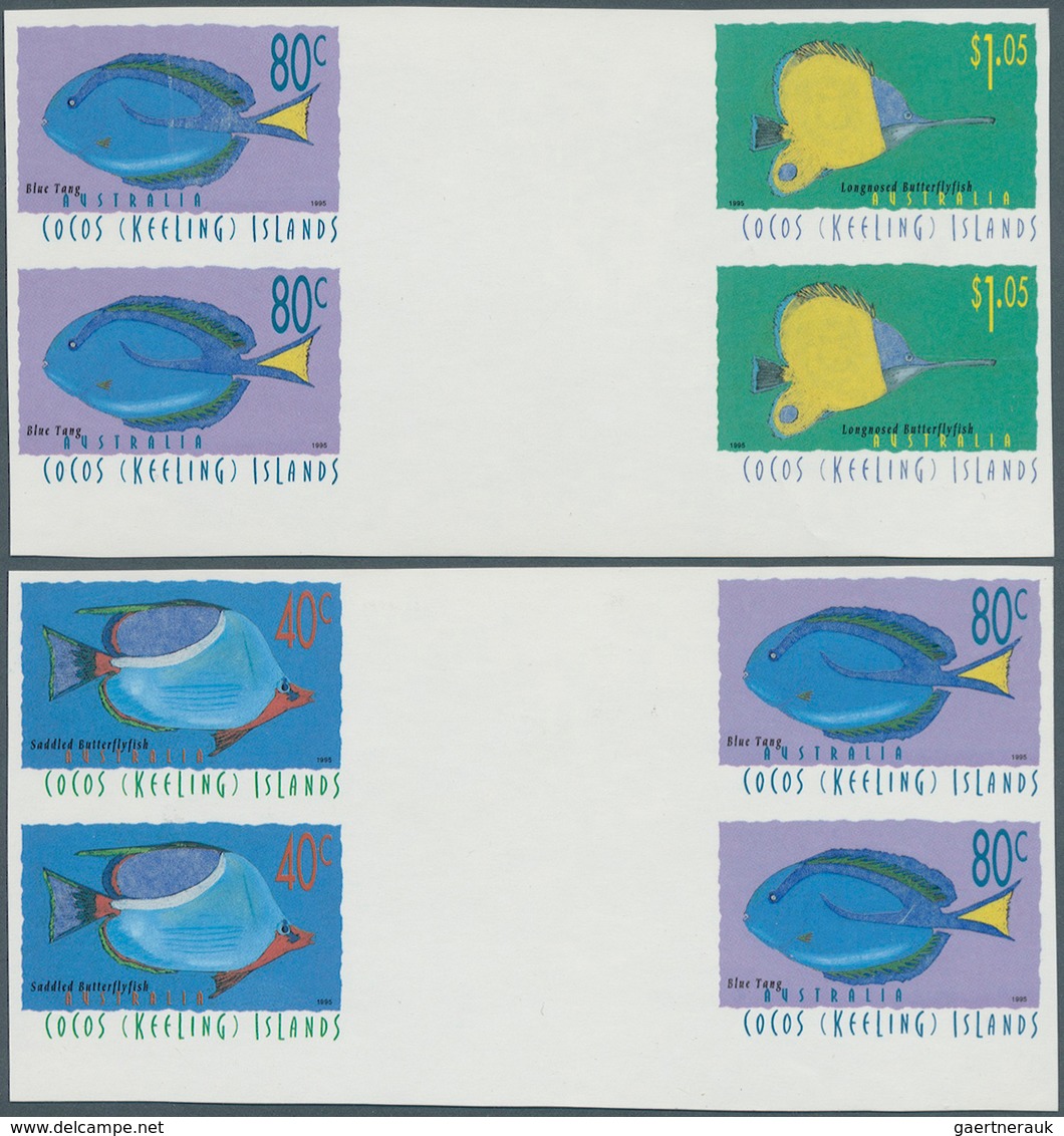 Kokos-Inseln: 1995, Special Lot Of The Fish Series Containing In All 86 Imperforated Stamps For The - Islas Cocos (Keeling)