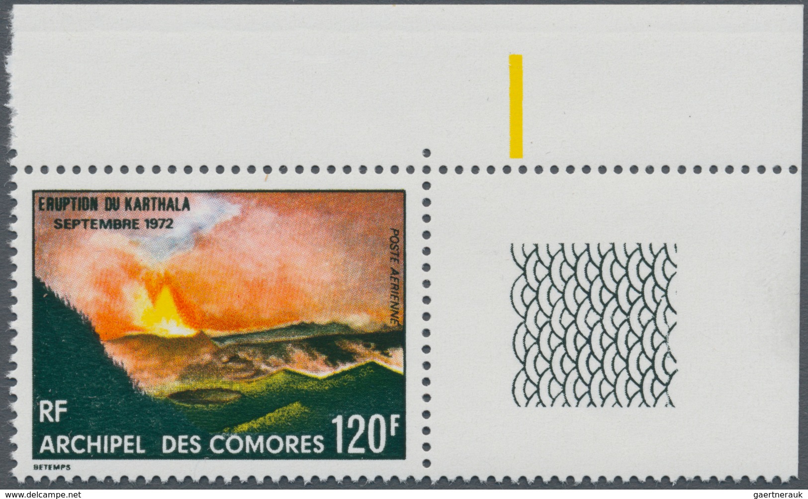 Komoren: 1973, Eruption Of Karthala Volcano 120fr. In A Lot With About 1.000 Stamps Mostly In Comple - Comores (1975-...)