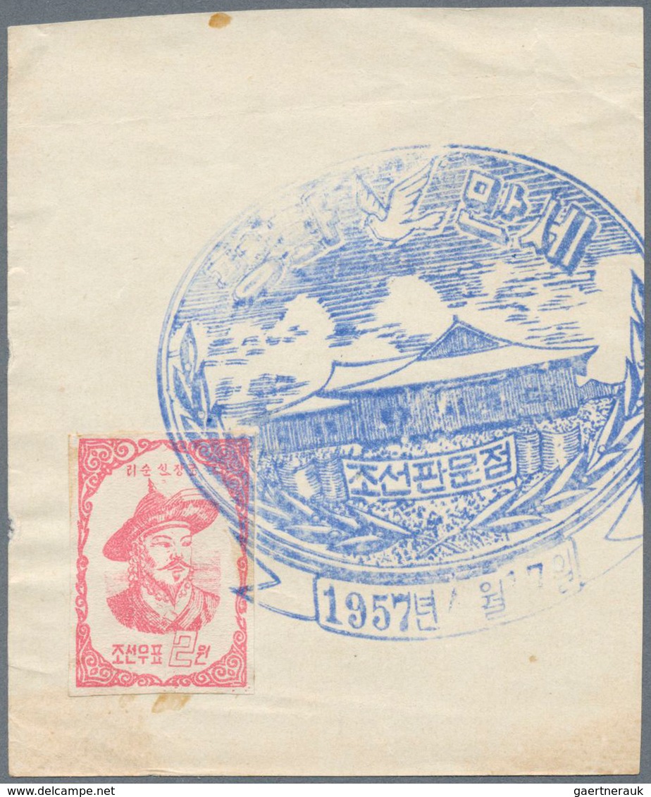 Korea-Nord: 1952/63 (ca.), cut-outs from commercial mail to Sweden inc. front or part-front covers (