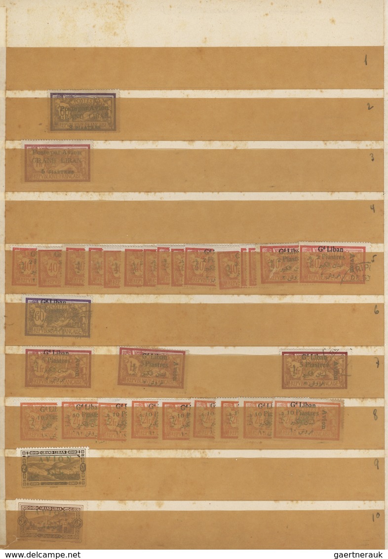 Libanon: 1924/1945, mint accumulation on stocksheets, well sorted incl. both sets Olympic Games, air