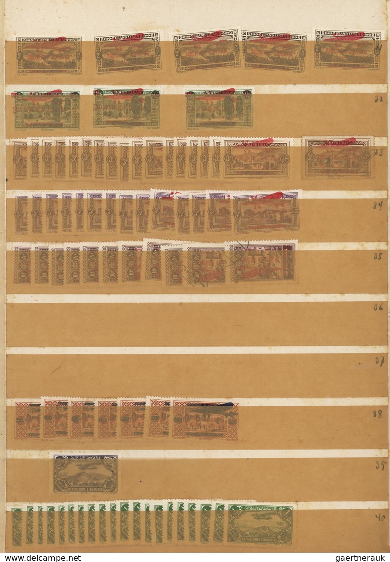 Libanon: 1924/1945, mint accumulation on stocksheets, well sorted incl. both sets Olympic Games, air