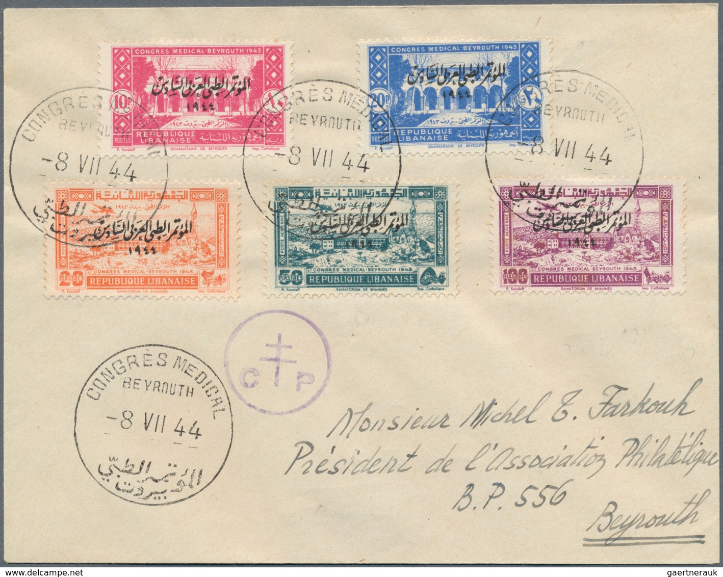 Libanon: 1939/1954, Group Of Five Better Covers, E.g. 1939 1st Flight Beyrouth-Athens-Warsaw, 1944 M - Liban