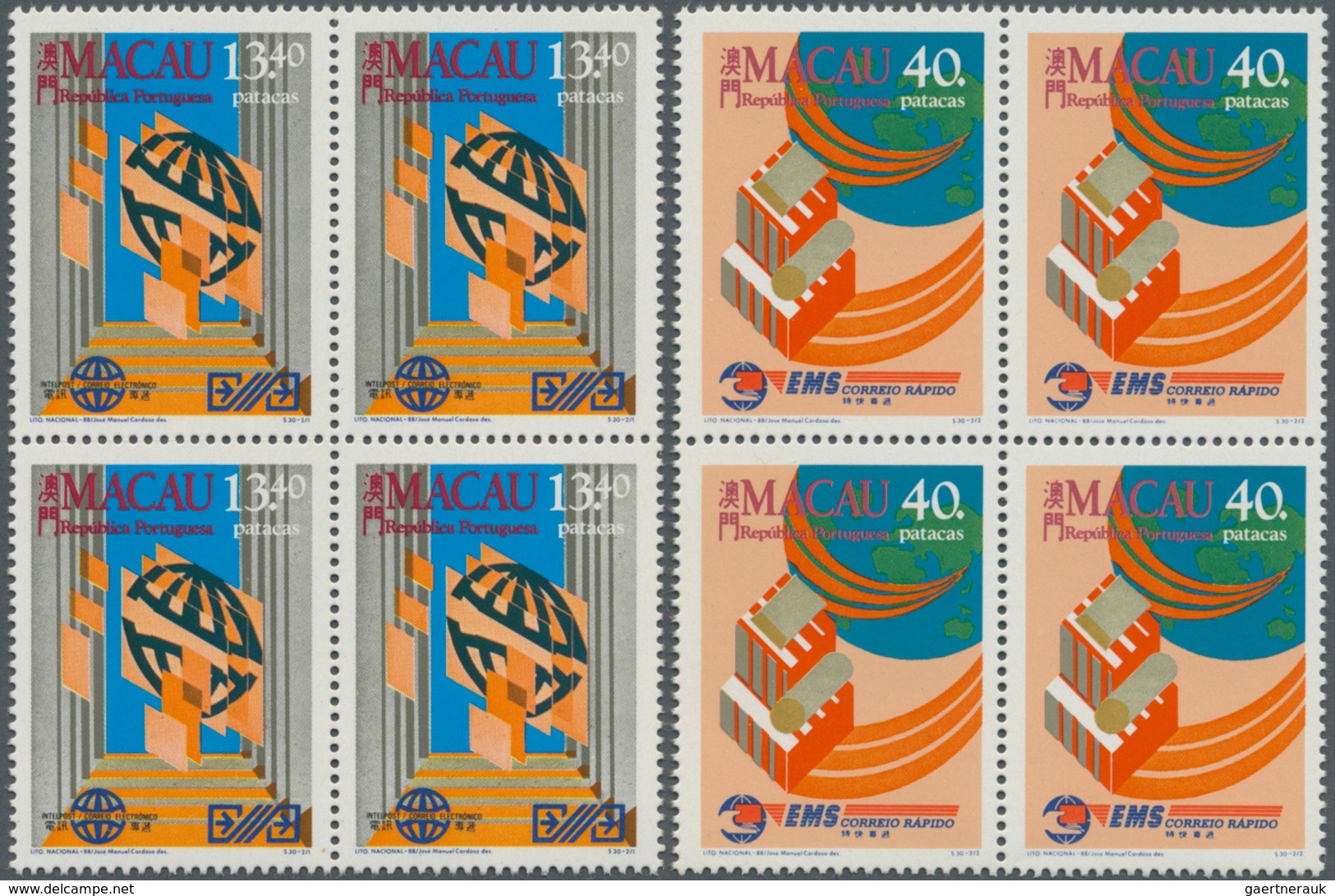 Macau: 1988, World Post Day (Postal Services ‚Intelpost And EMS‘) Complete Set Of Two In A Lot With - Otros & Sin Clasificación