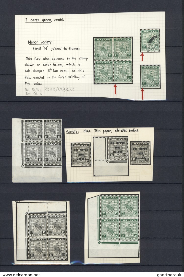 Malaiische Staaten - Negri Sembilan: 1936/1941, Definitives "Coat Of Arms", Mint And Used Collection - Negri Sembilan