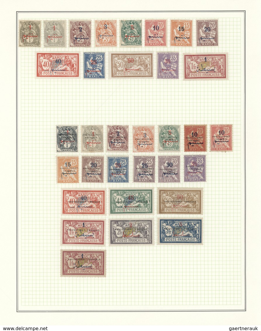 Marokko: 1891/1955, Mint Collection On Album Pages, E.g. 1891 Overprints 5c. To 1p., 1911/1917 Overp - Cartas & Documentos