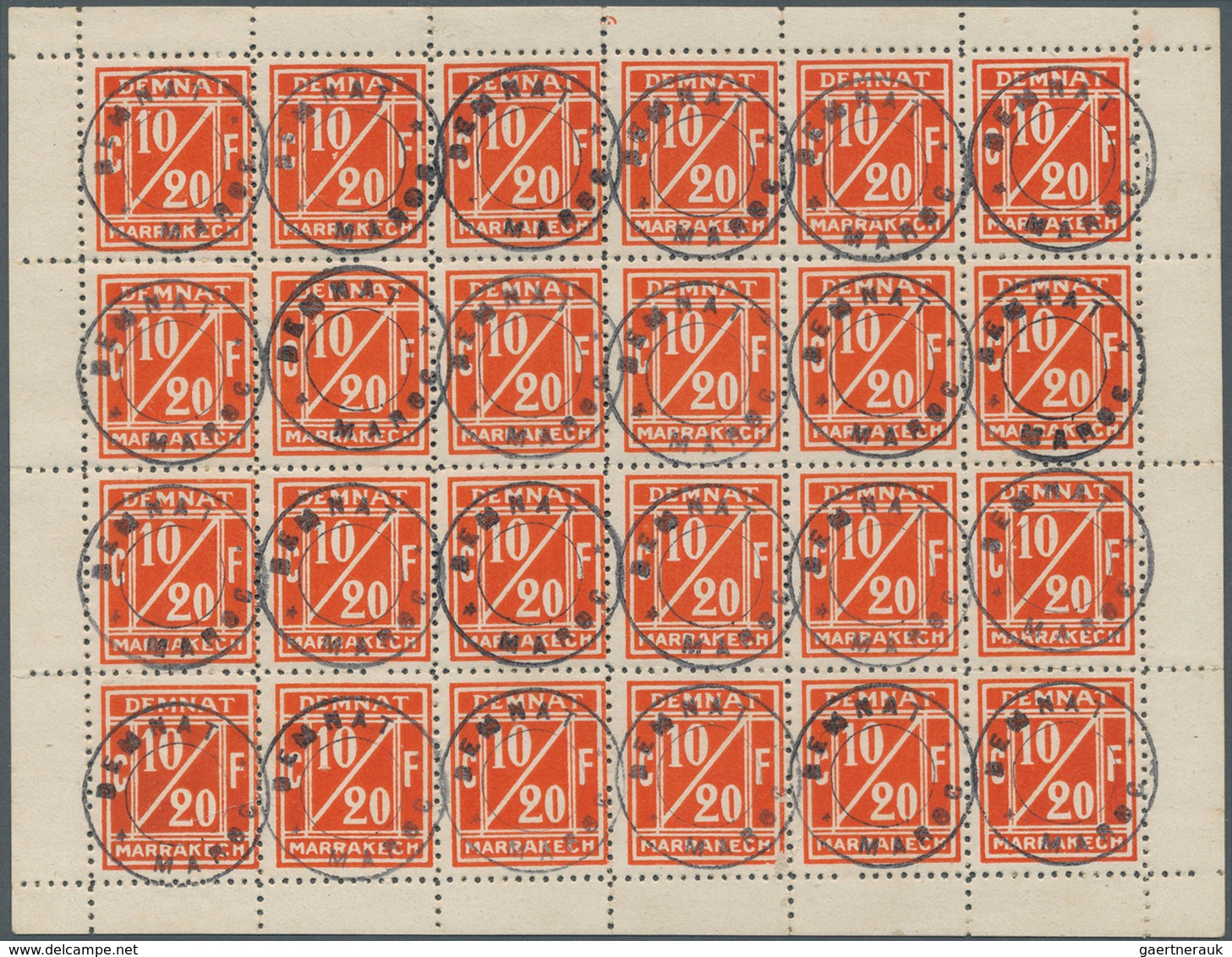 Marokko: DEMNAT MARRAKECH: 1907, Local Issue 10/20c. Orange-red With Initials ‚CF‘ (Charles Firbach - Cartas & Documentos