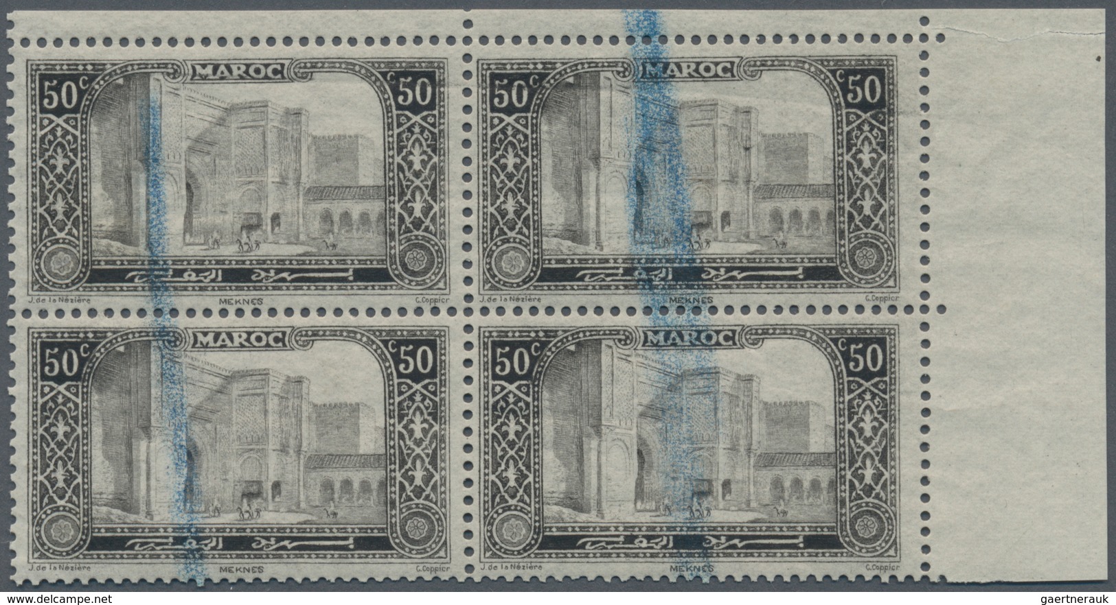 Marokko: 1917, 50c. And 1fr. "Porte Barb-el-Mansour", Specialised Assortment Of 22 Values (21 Of 50c - Lettres & Documents