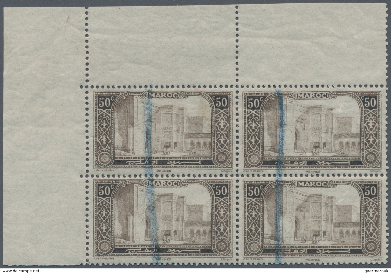 Marokko: 1917, 50c. And 1fr. "Porte Barb-el-Mansour", Specialised Assortment Of 22 Values (21 Of 50c - Cartas & Documentos