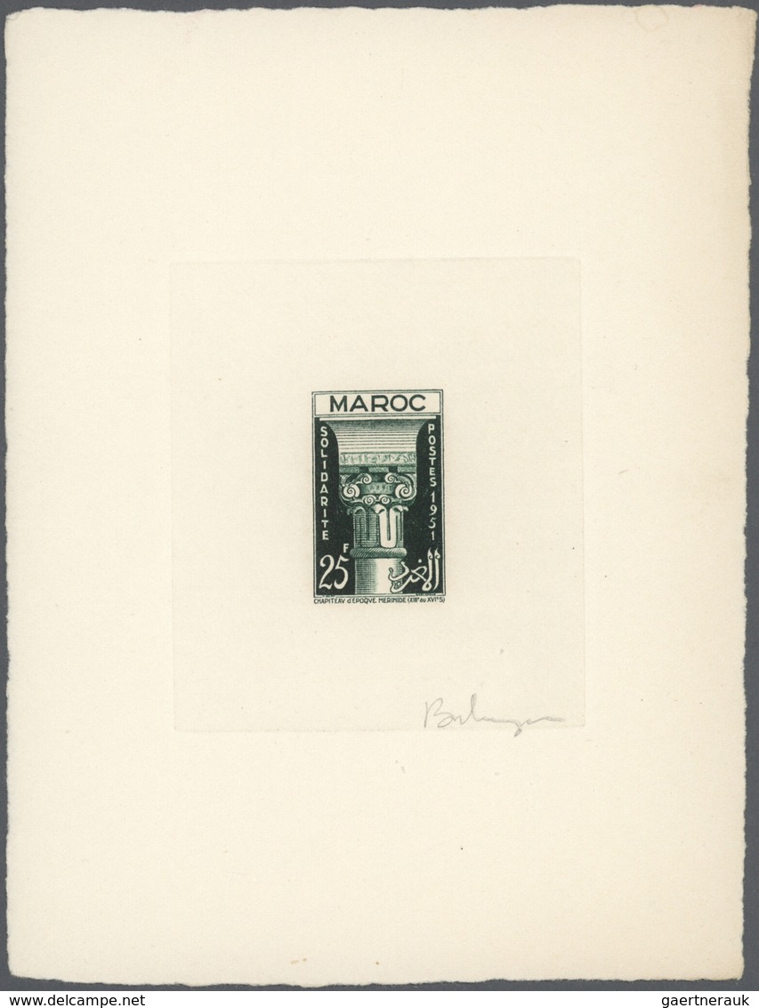 Marokko: 1952, Islamic Capitals (Columns), Collection Of 29 Epreuve D'artiste In Differing Colours, - Cartas & Documentos