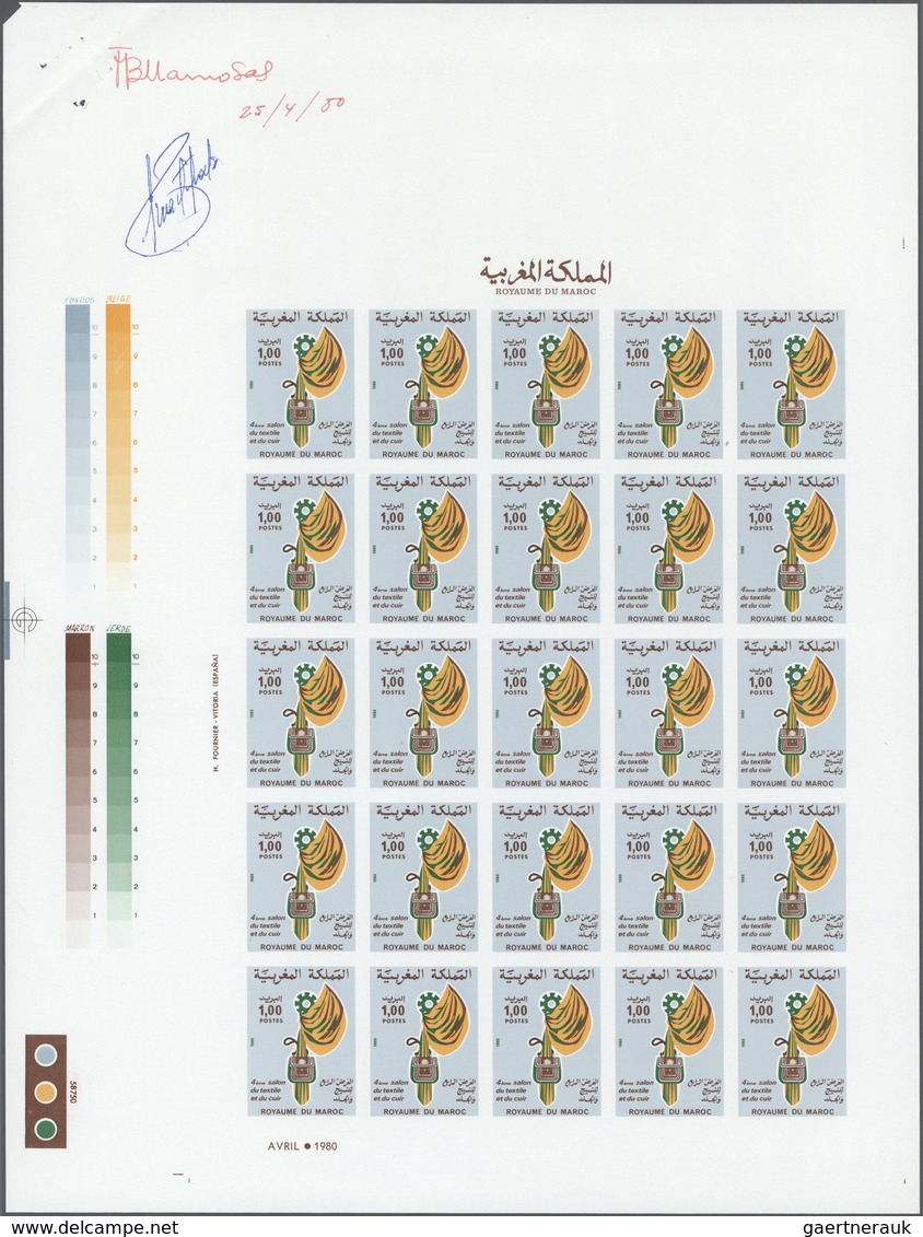 Marokko: 1977/1980, U/m Collection Of 13 IMPERFORATE Sheets (=350 Imperforate Stamps), All Of Them U - Lettres & Documents