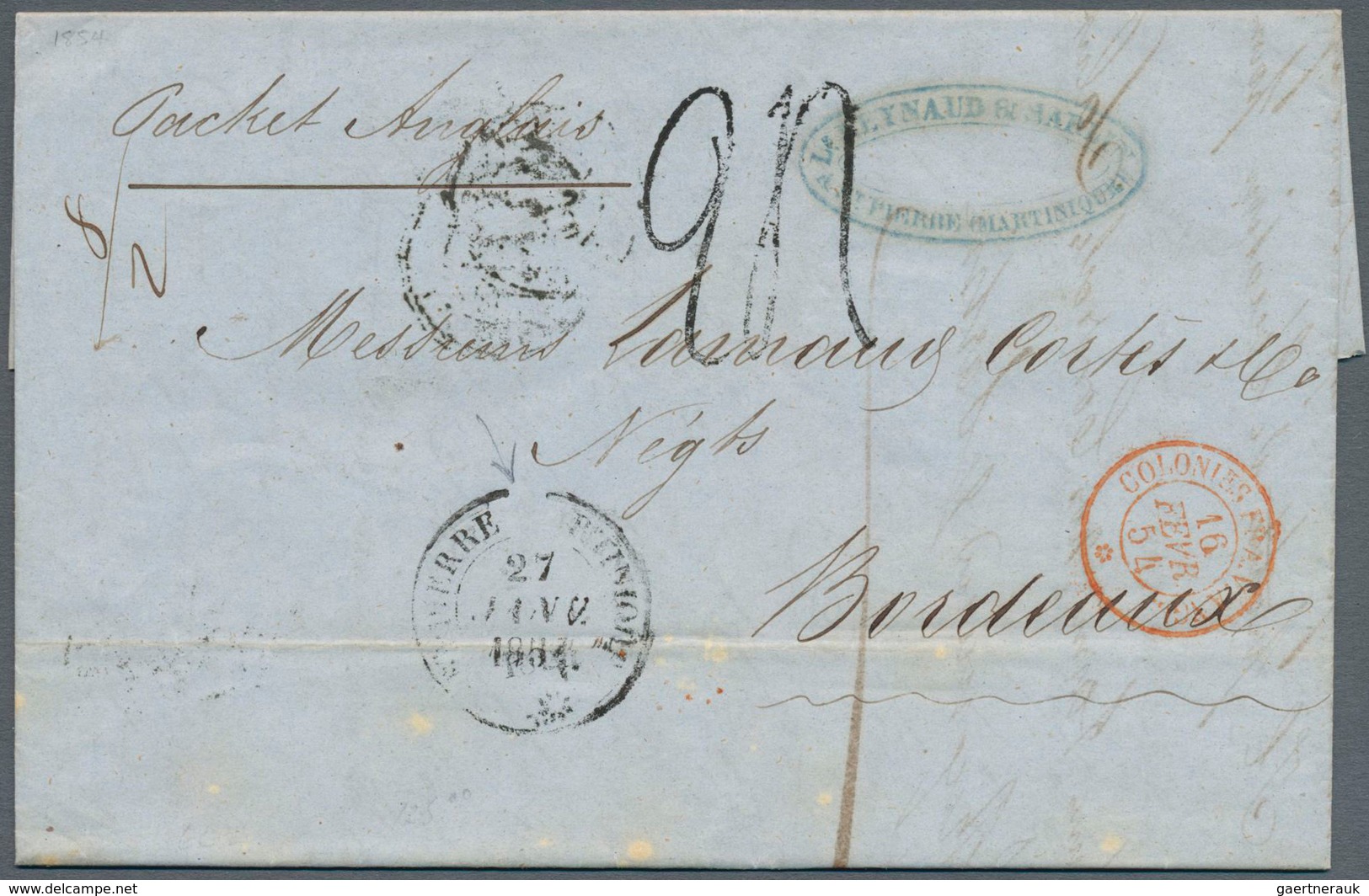 Martinique: 1799/1882 (ca.), Group Of Six Entires (four Stampless And Two Bearing Adhesives), Slight - Autres & Non Classés