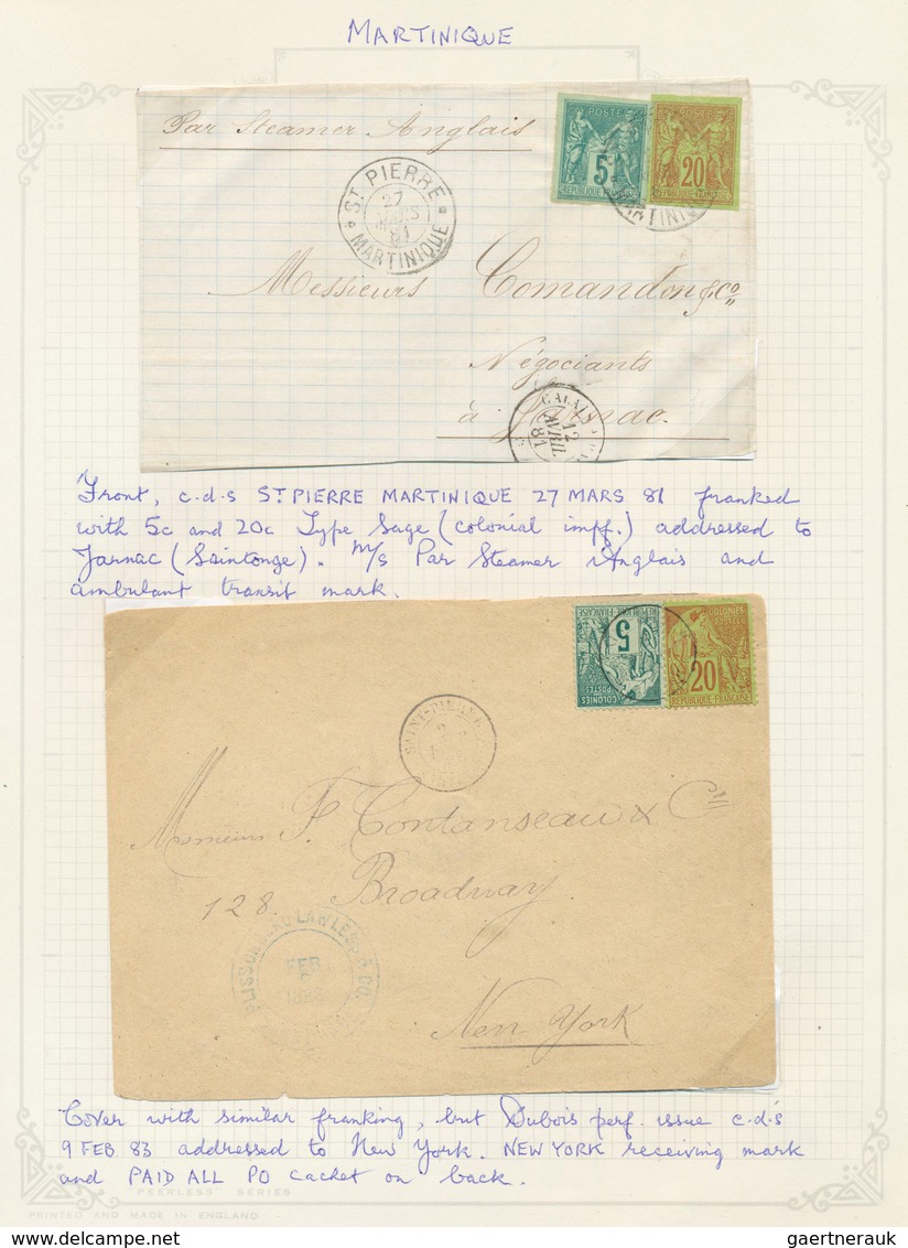 Martinique: 1854/1980, Collection On Leaves Containing Prephilatelic Letter From "Fort De France" An - Otros & Sin Clasificación