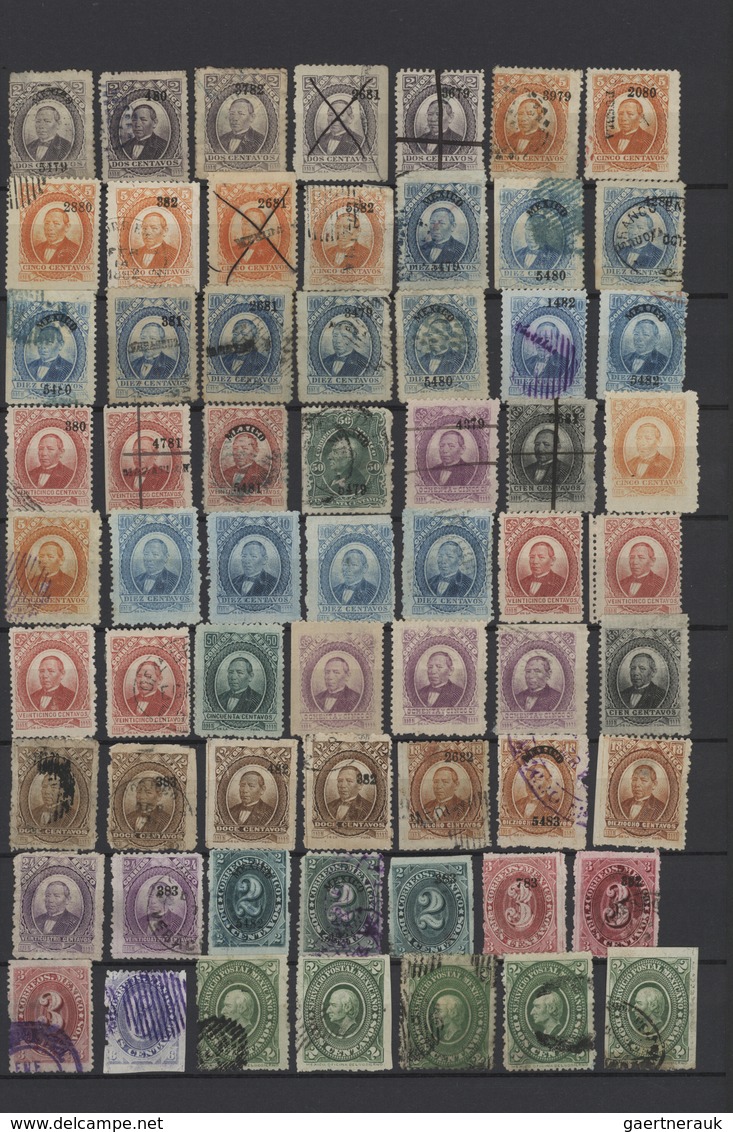 Mexiko: 1856/1890 (ca.), Used And Mint Accumulation/collection Of Apprx. 610 Stamps On Stocksheets, - México