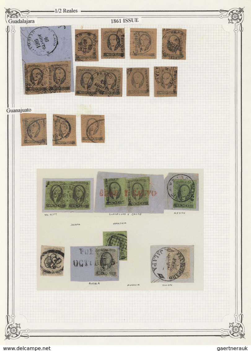 Mexiko: 1861, Specialised Collection Of Apprx. 480 Stamps On Album Pages Incl. Wealth Of Districts A - Mexique