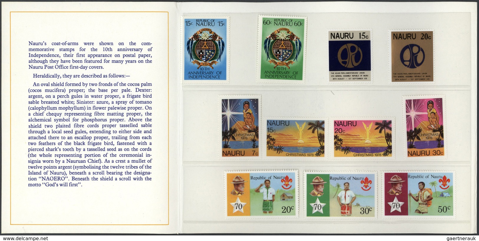 Nauru: 1978, Holding Of Presentation Folders: 37 Pieces With Definitives And 124 Pieces With Commemo - Nauru