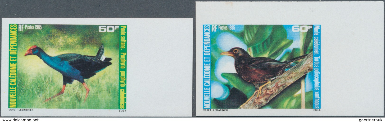 Neukaledonien: 1985, Local Birds, 50fr. And 60fr., 240 IMPERFORATE Sets, Unmounted Mint. Maury 517/1 - Neufs