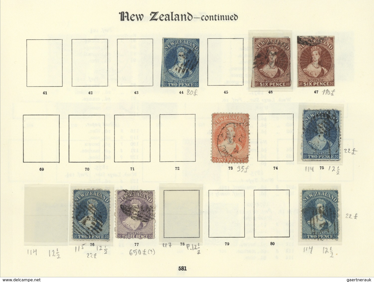 Neuseeland: 1850's-1936, Collection Of About 200 Stamps, Mint And Used, With Several Chalon Heads Im - Otros & Sin Clasificación