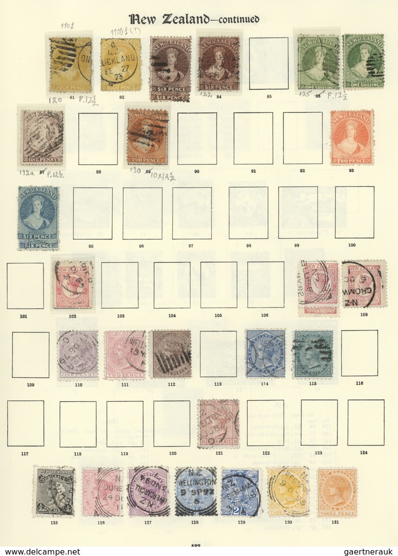 Neuseeland: 1850's-1936, Collection Of About 200 Stamps, Mint And Used, With Several Chalon Heads Im - Autres & Non Classés