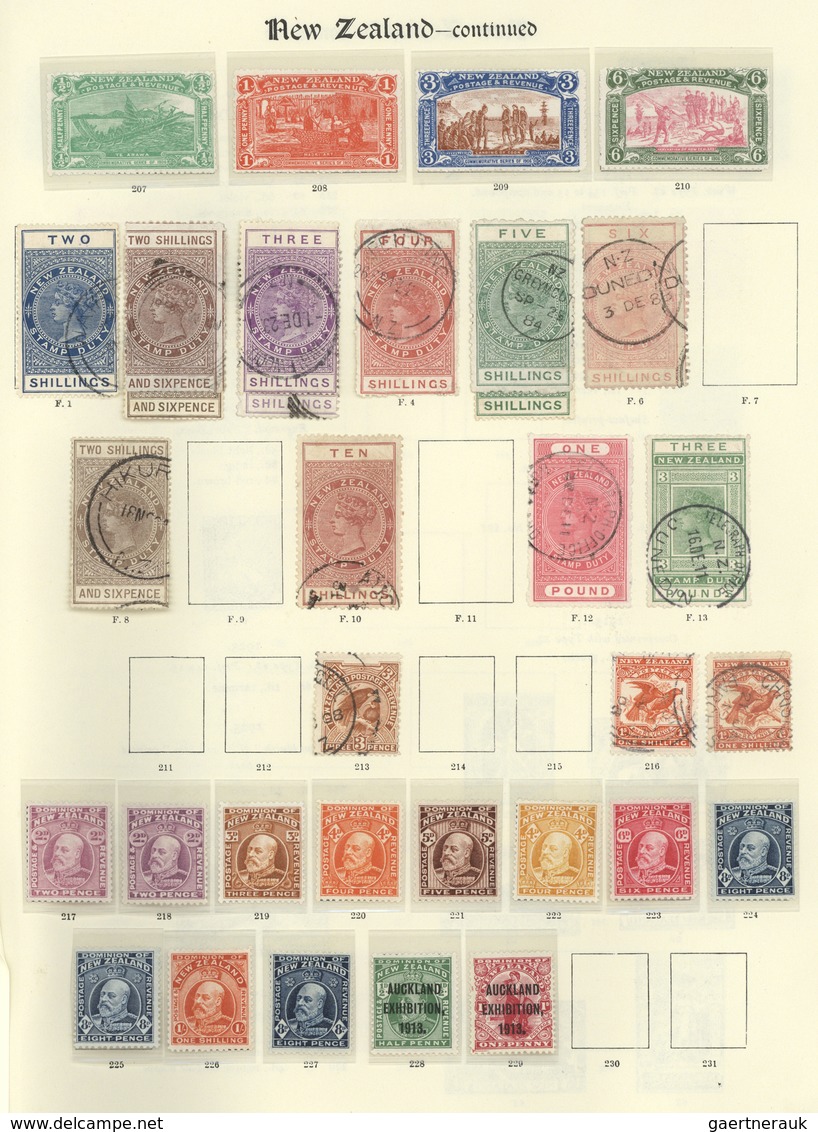 Neuseeland: 1850's-1936, Collection Of About 200 Stamps, Mint And Used, With Several Chalon Heads Im - Autres & Non Classés