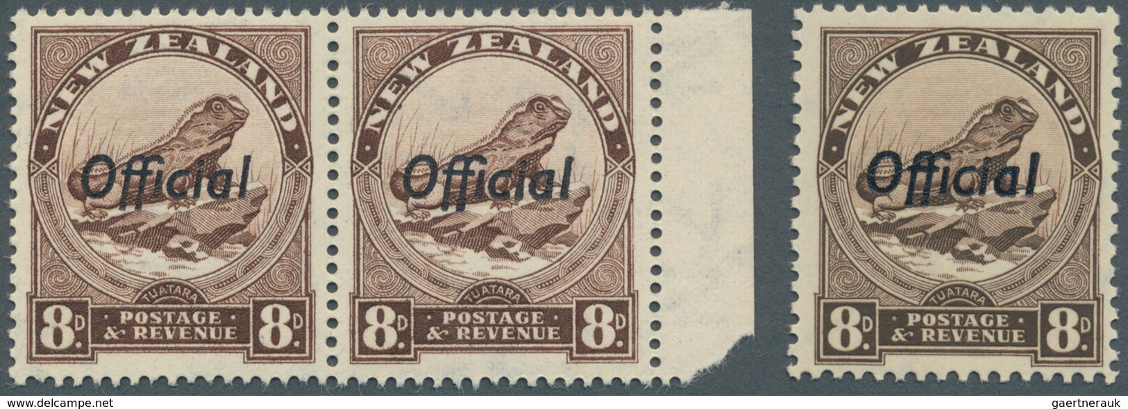 Neuseeland - Dienstmarken: 1942/1945, Definitive Issue 8d. Chocolate (‚Tuatara Lizard‘) With Opt. ‚O - Oficiales