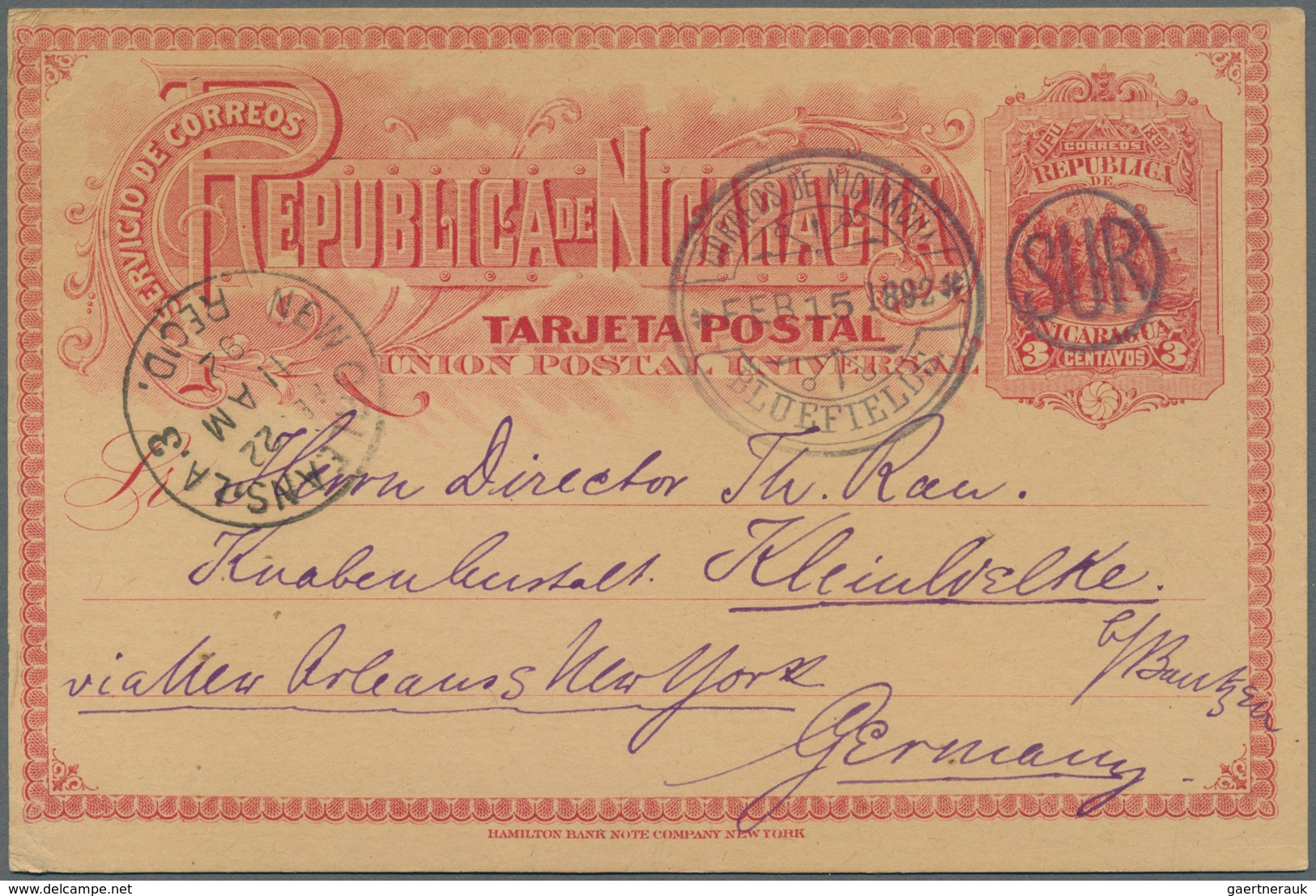 Nicaragua - Ganzsachen: 1889/1899, Lot Of 15 Commercially Used Stationeries (nine Cards, Five Envelo - Nicaragua