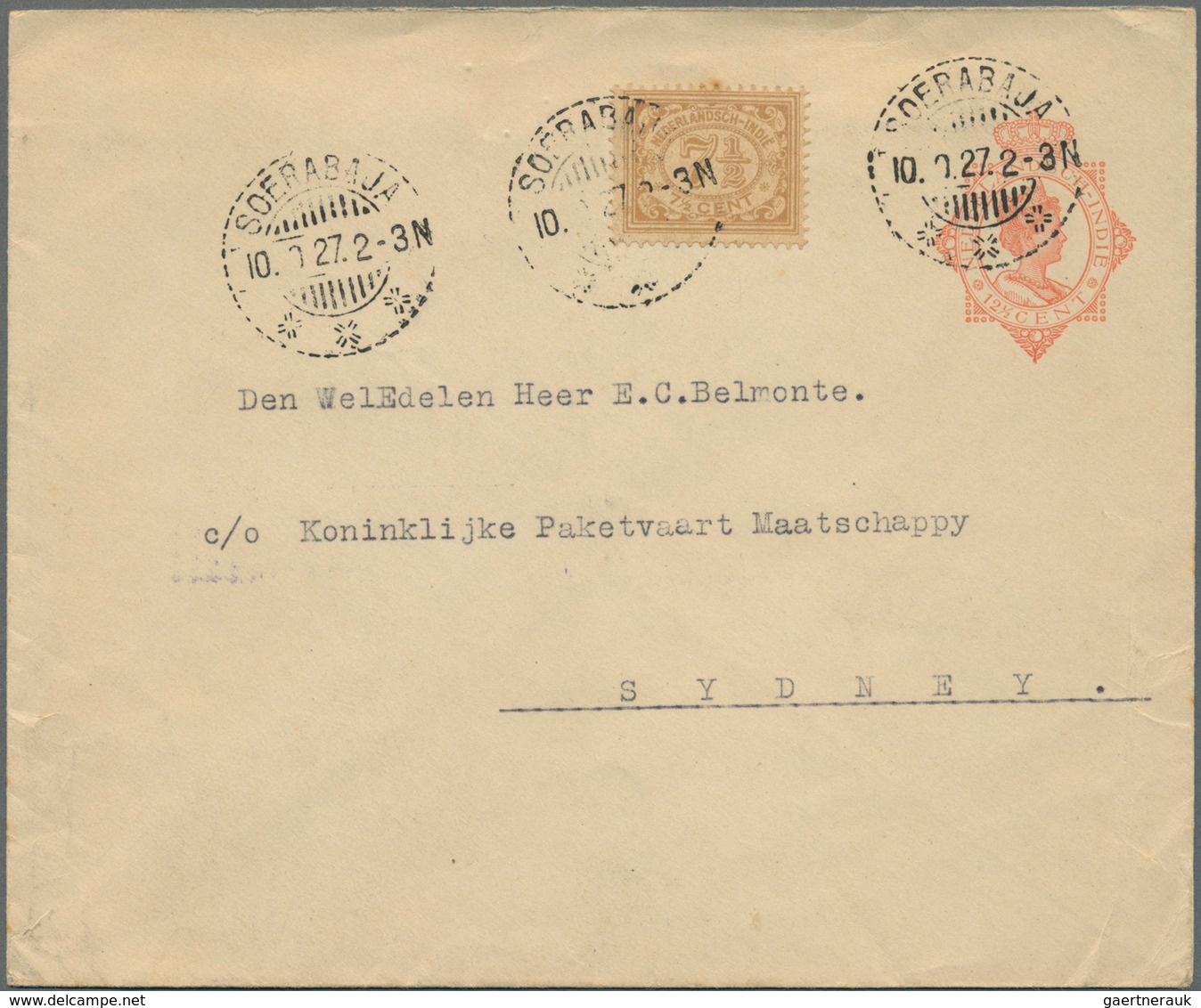Niederländisch-Indien: 1888/1932, Used Stationery Envelopes (10, Inc. Uprates For Airmail Or Foreign - India Holandeses