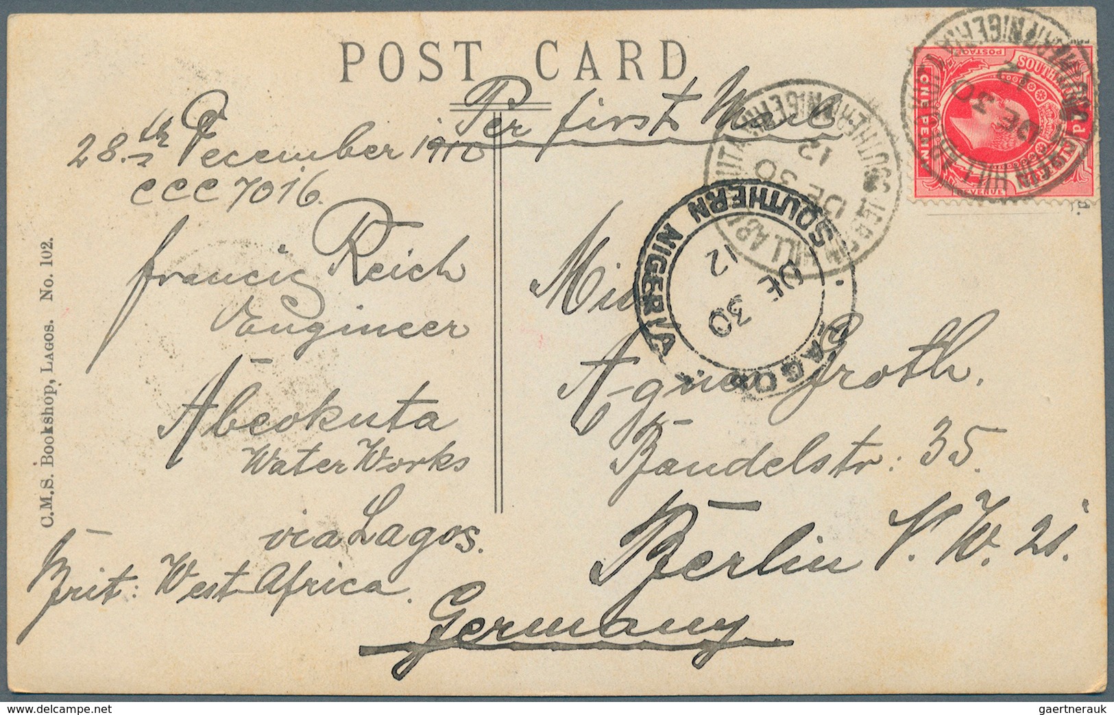 Nigeria: 189371912, Lot Of Nine Comercial Items: Stationery Registered-covers, 1897 Niger-coast, Red - Nigeria (...-1960)