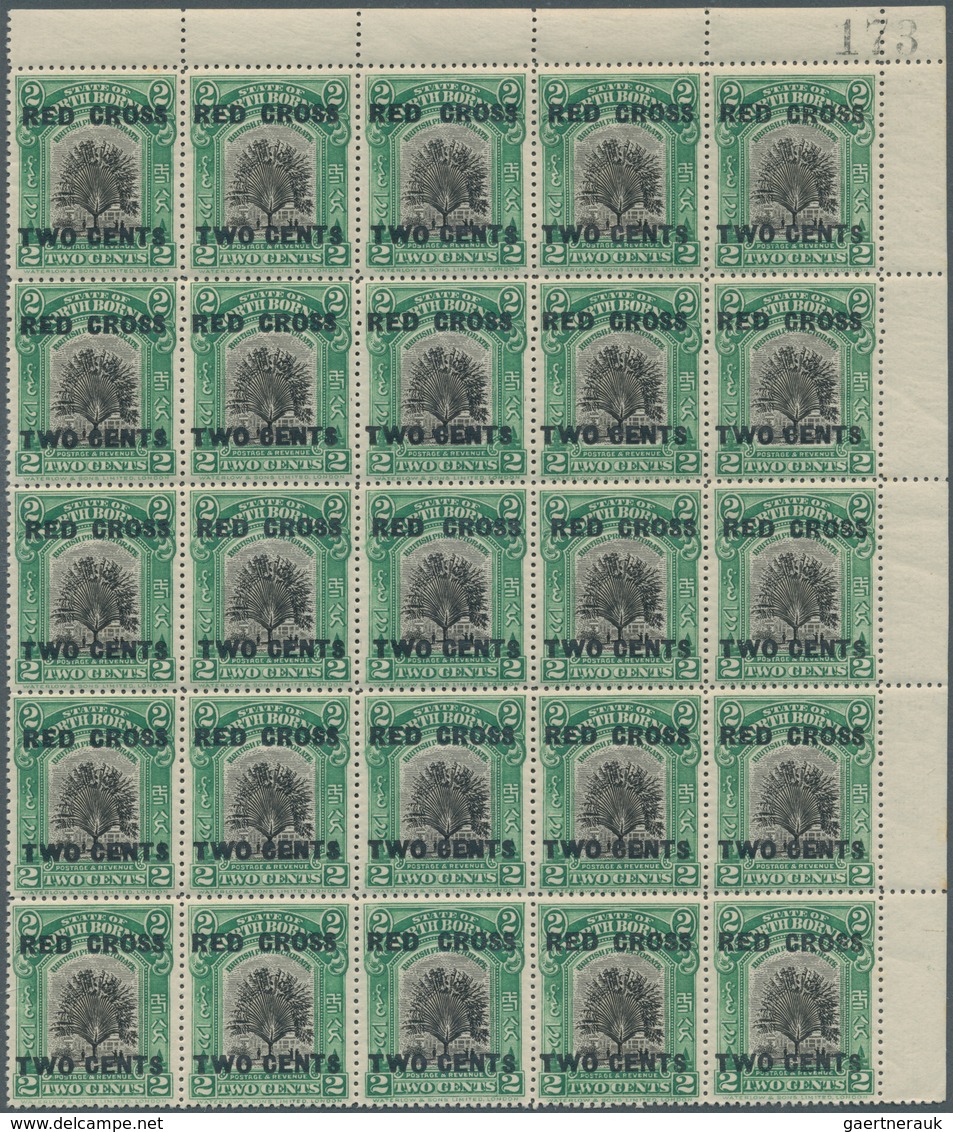 Nordborneo: 1918, Travellers Tree 2c. Green/black With Opt. ‚RED CROSS / TWO CENTS‘ (14 Mm Apart) In - Borneo Septentrional (...-1963)